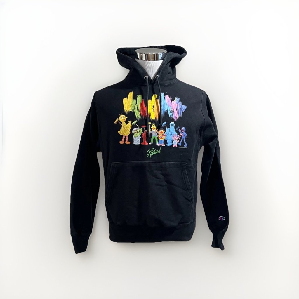 Champion X Sesame Street Anatomy Hoodie Naturel Collab Small Black Rare